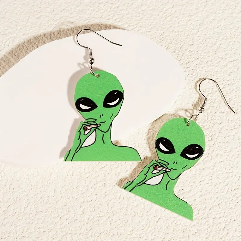 Wholesale Fluorescent Green Alien Acrylic Earrings ACC-ES-AnDao021