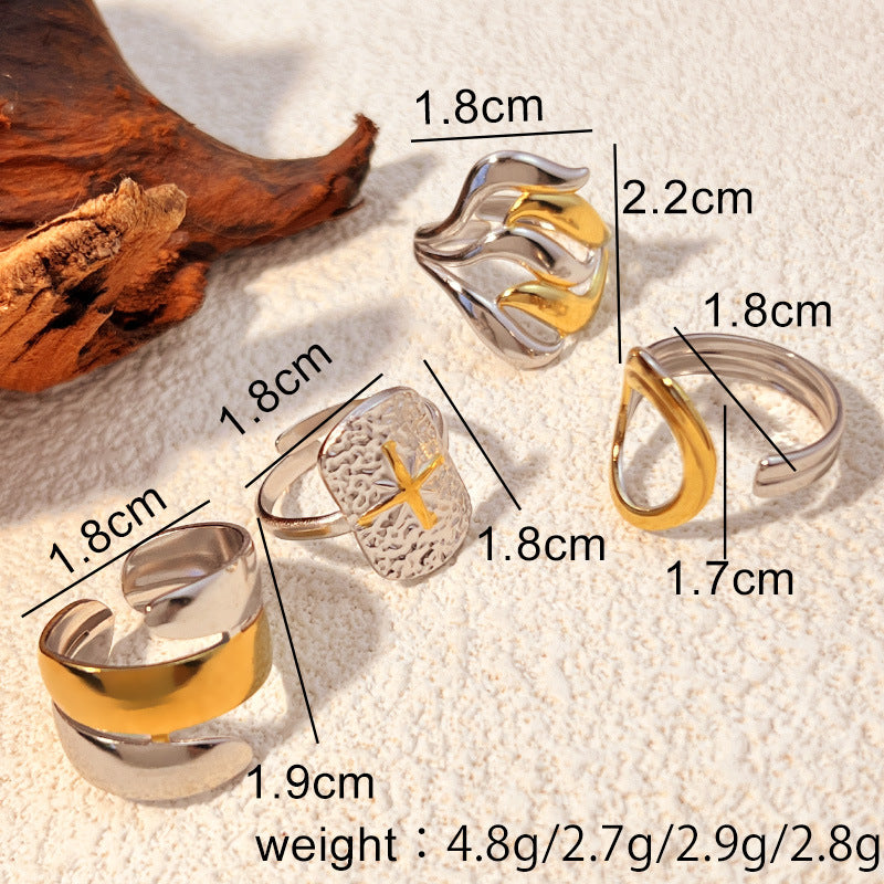 Wholesale geometric stainless steel ring does not fade light luxury ring