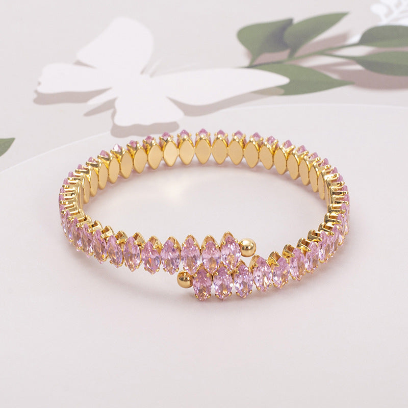 Wholesale Stainless Steel Zircon Bracelet 18K Fashion Opening Adjustable Titanium Steel Bracelet ACC-BT-Jiay001