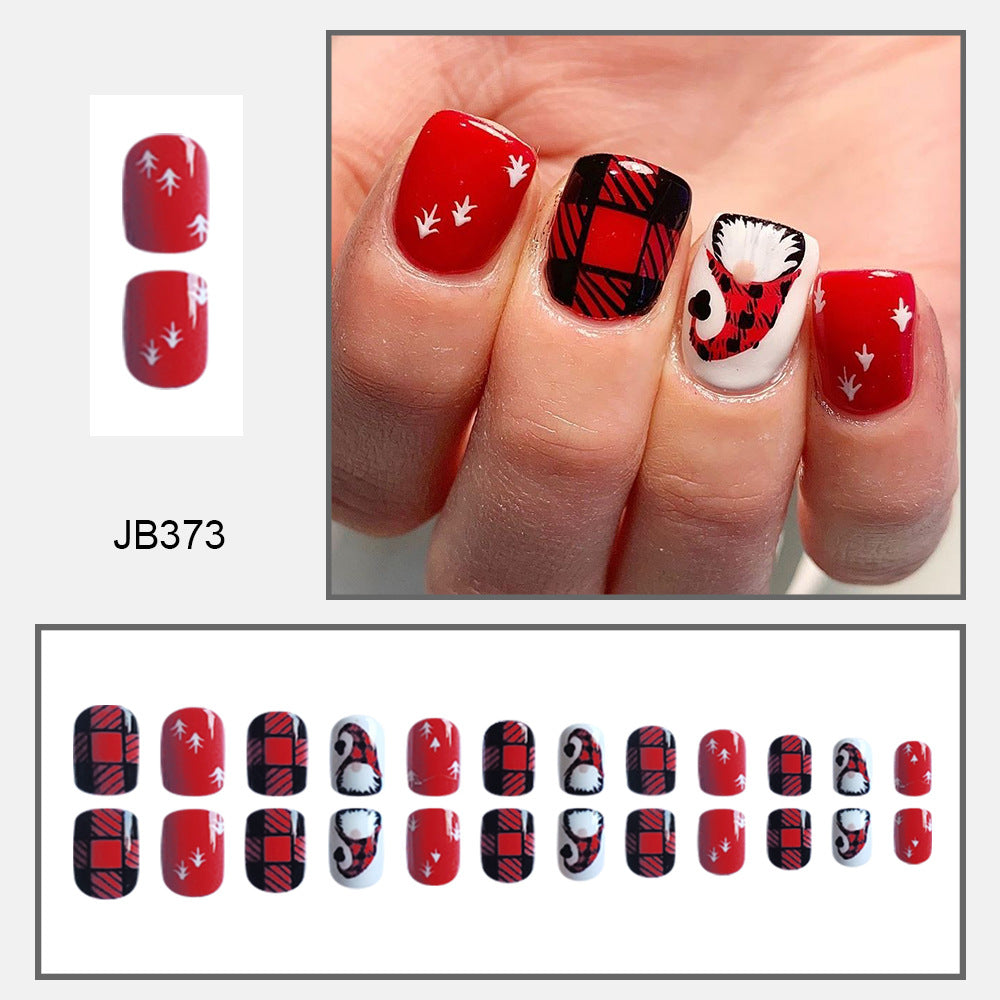 Wholesale 24 Pieces/box Christmas Press-on Nails Kits Nail Stickers ACC-NS-FengLi001
