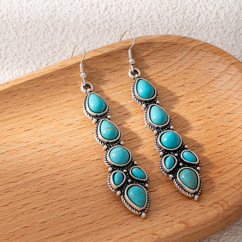 Wholesale Vintage-Style Long Teardrop Earrings — Bold,  Distinctive,  and Bohemian-Inspired Turquoise Dangles