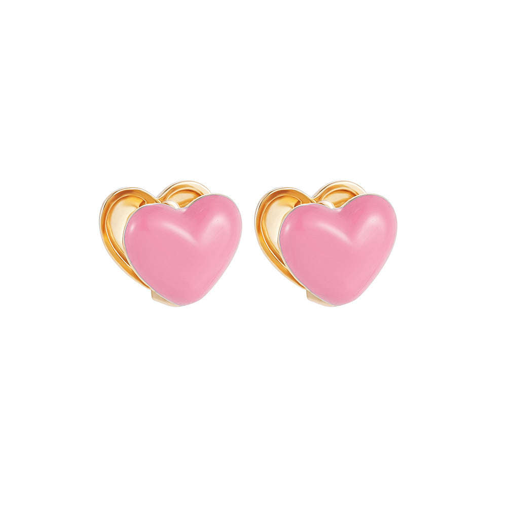 Wholesale  drop oil enamel candy-colored earrings double-sided color love ear buckle