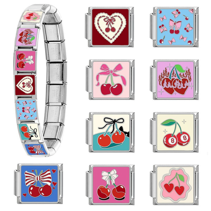 Wholesale Italian Charm Bracelet 9mm DIY Splicing Cute Cartoon Stainless Steel Composable Bracelet