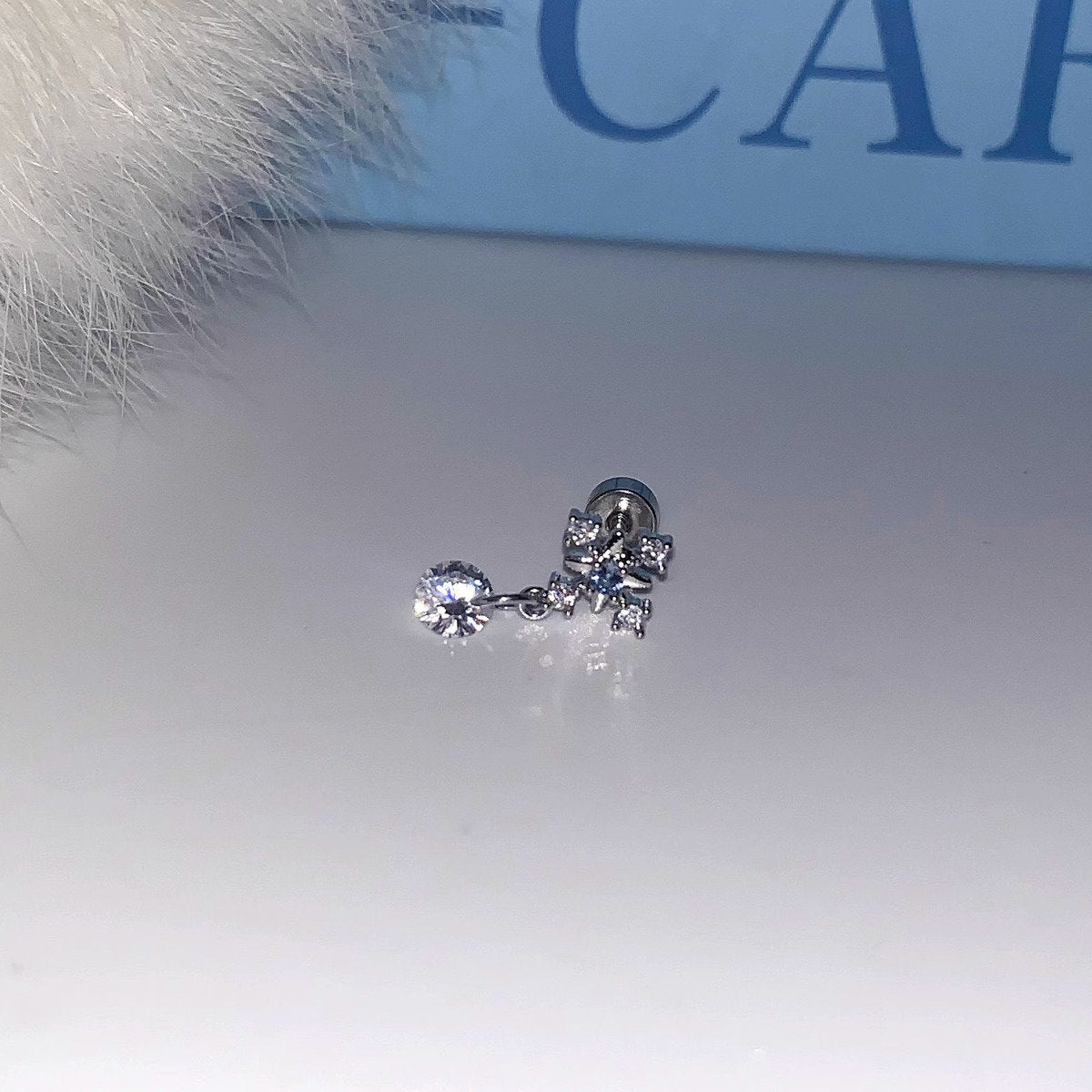 Wholesale Blue ear bone nail titanium steel U-shaped cross earrings