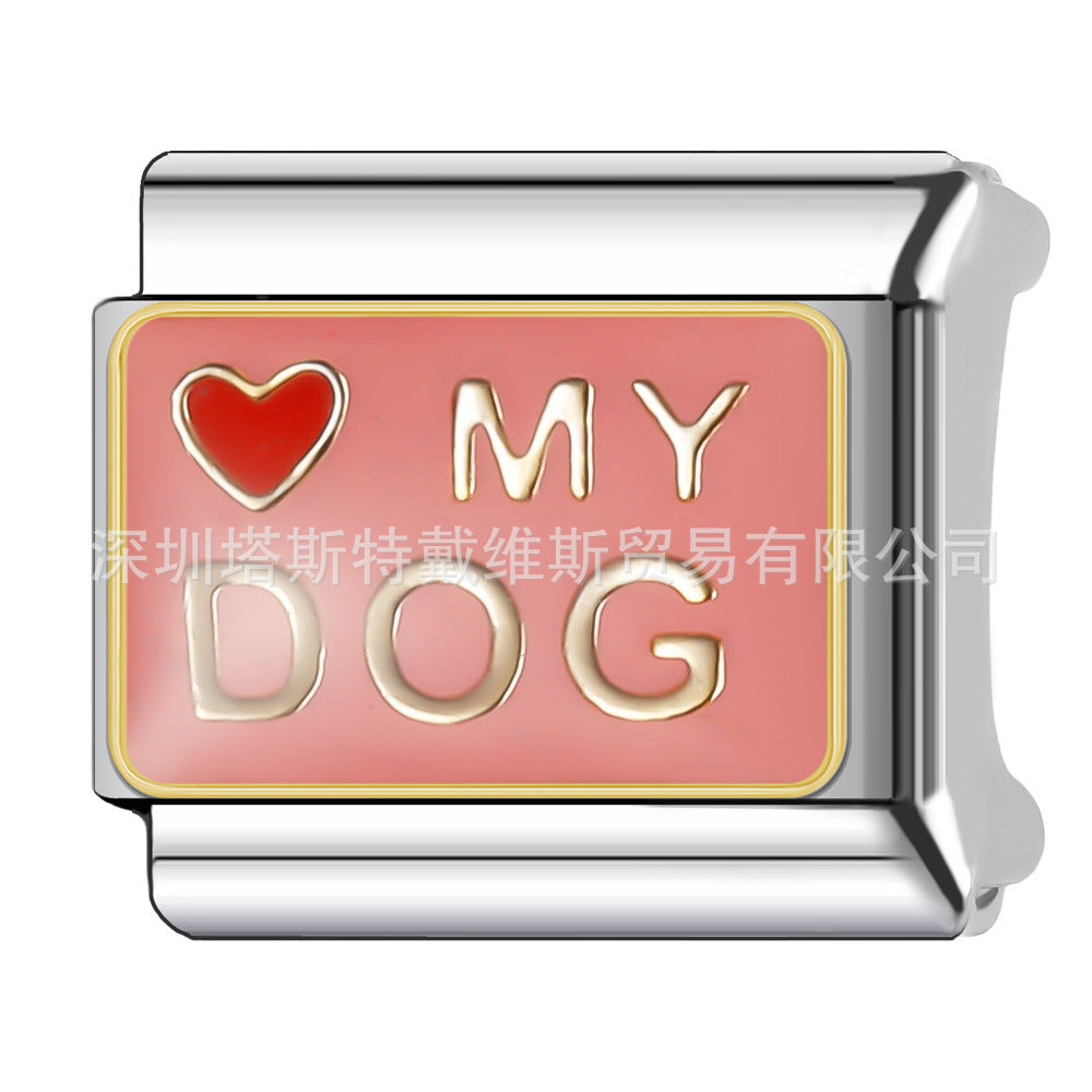 Wholesale  Italian Charm Bracelet 9mm DIY single section Creative Stainless Steel Composable Bracelet