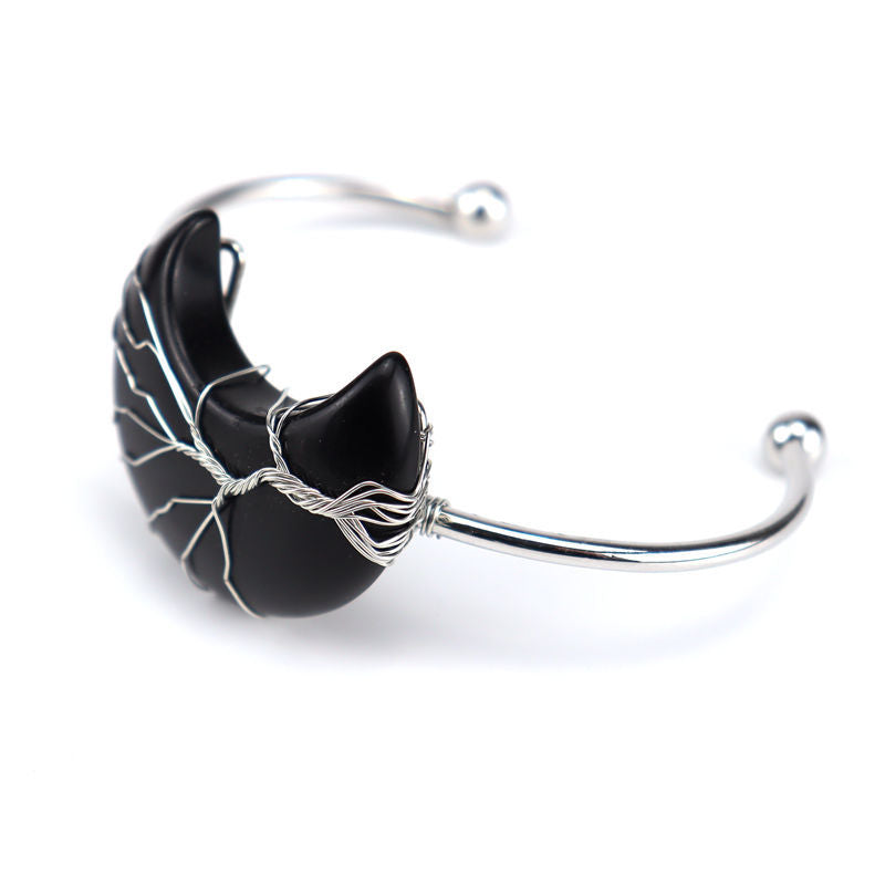 Wholesale Handmade Silver Wound Tree of Life Natural Stone Moon Bracelet Lucky Tree Bracelet ACC-BT-HanX004