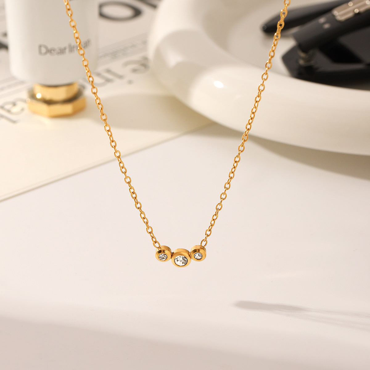 Wholesale Stainless Steel Diamond Pendant 18K Gold Necklace