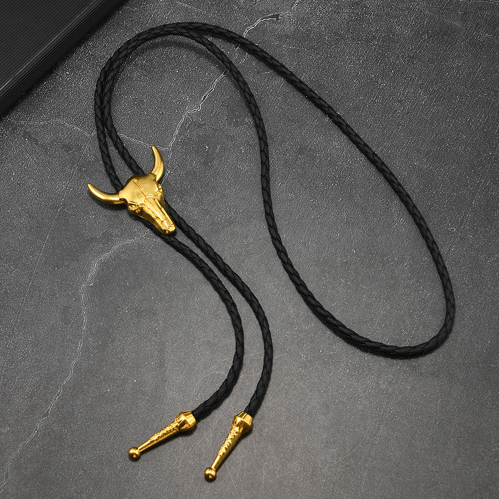 Wholesale Bull head collar rope gold style accessories western cowboy necklace