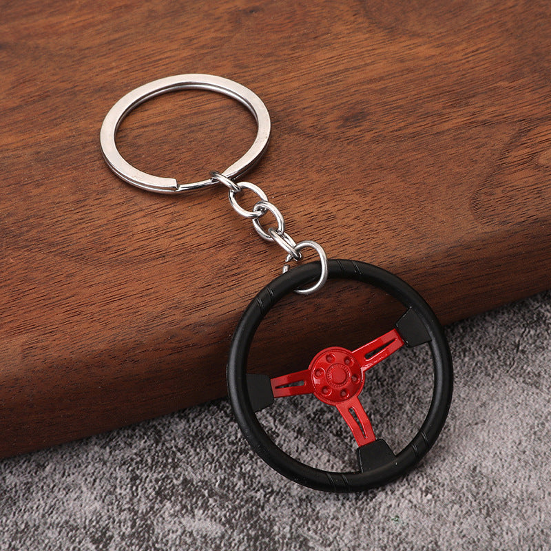 Wholesale  racing competition three steering wheel shape keychain