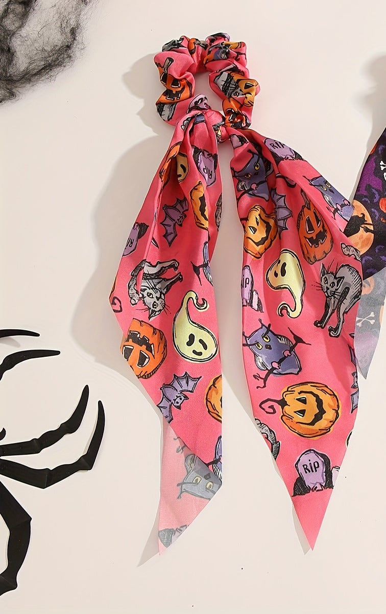 Wholesale Halloween Triangle Bandana Streamer Hair Scrunchies ACC-HS-Mulin003