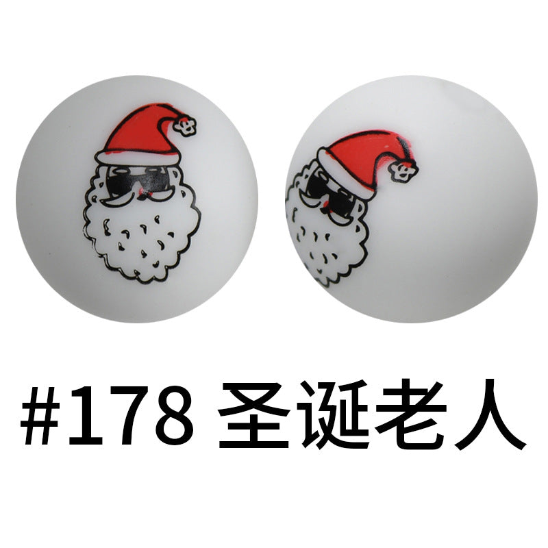 Wholesale 50pcs Western Style Leopard Skull Color Aztec Printed Silicone Balls Beads ACC-BDS-HeSheng005