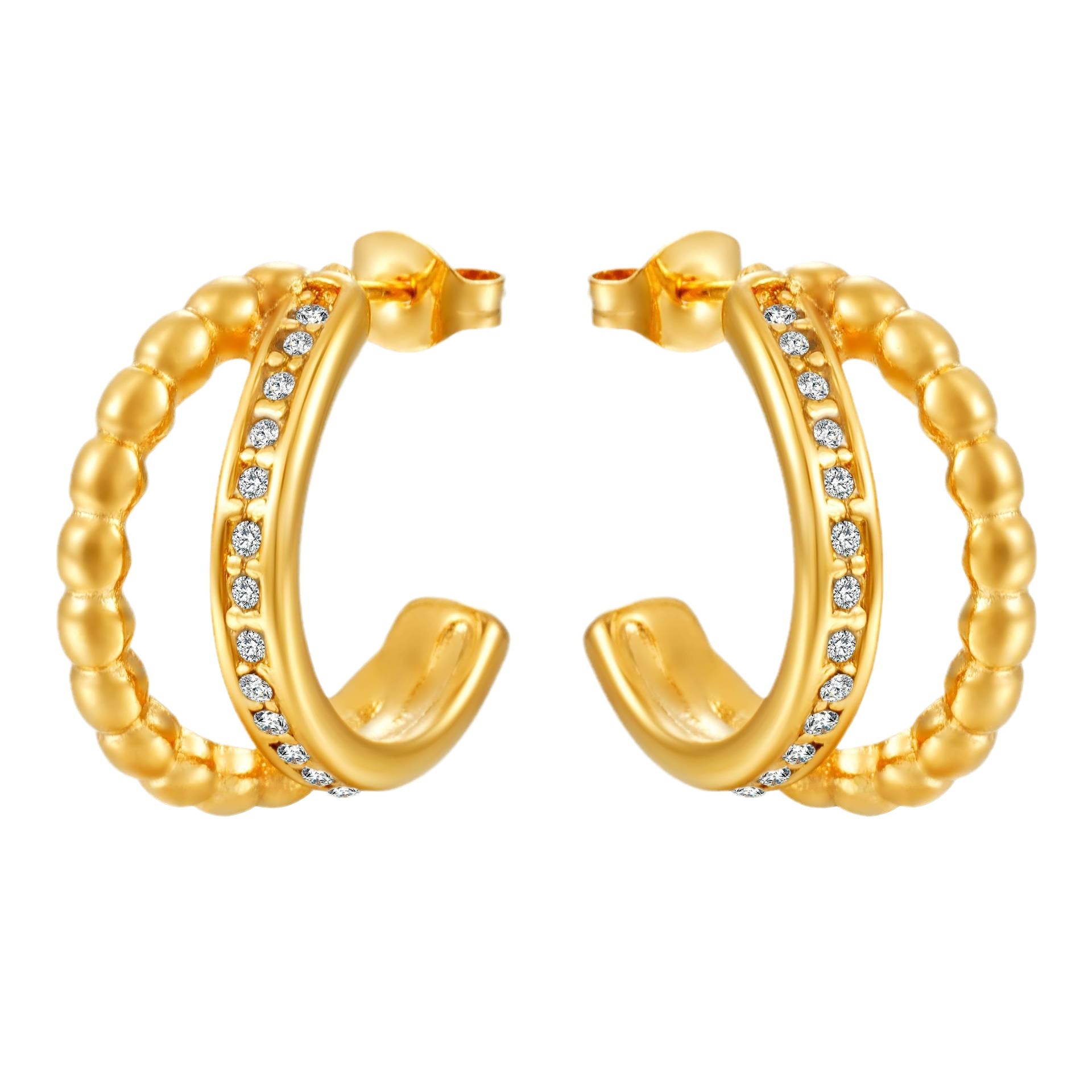 Conception de personnalité créative en gros titanium en acier plaqué 18 000 boucles d'oreilles en or