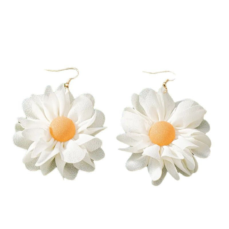 Wholesale  Bohemian Style Egg Flower Textile Fabric Earrings