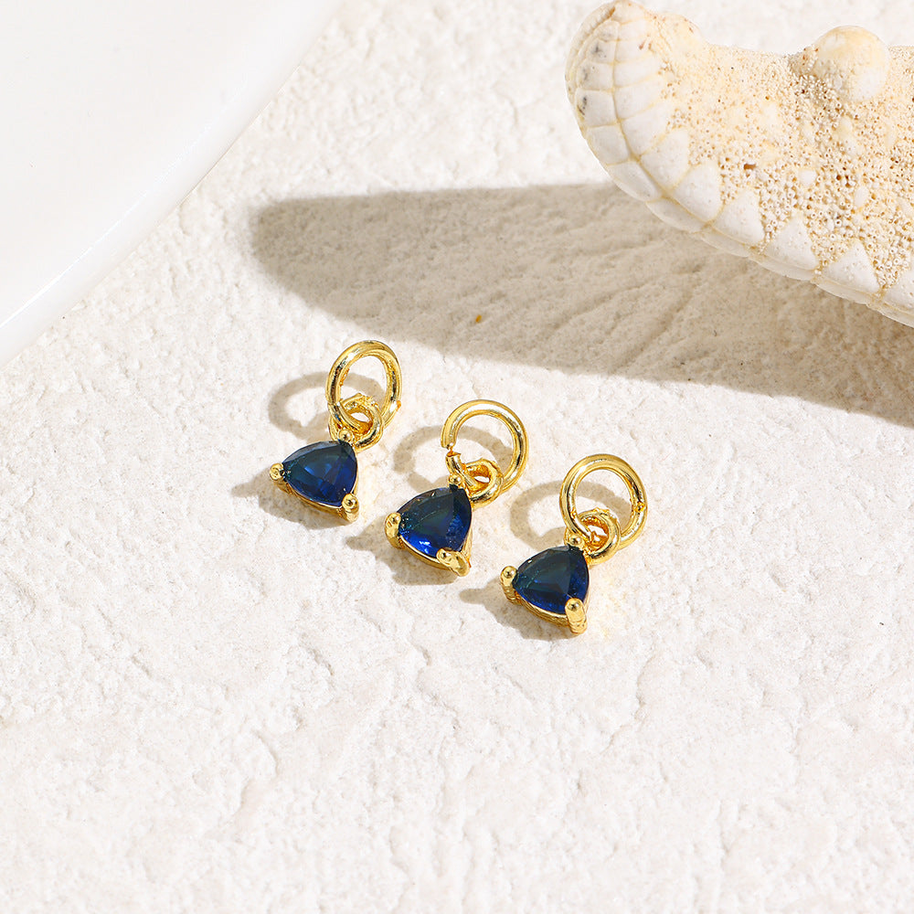 Wholesale Geometric triangle colored zircon small pendant