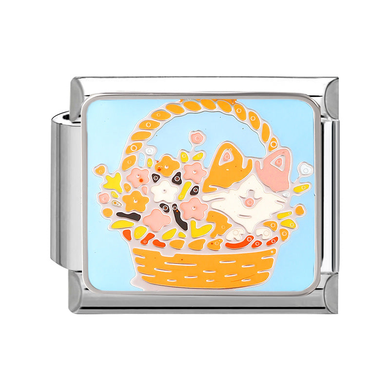 Wholesale Italian Charm Bracelet 9mm DIY Cute  vintage-style Creative Stainless Steel Composable Bracelet