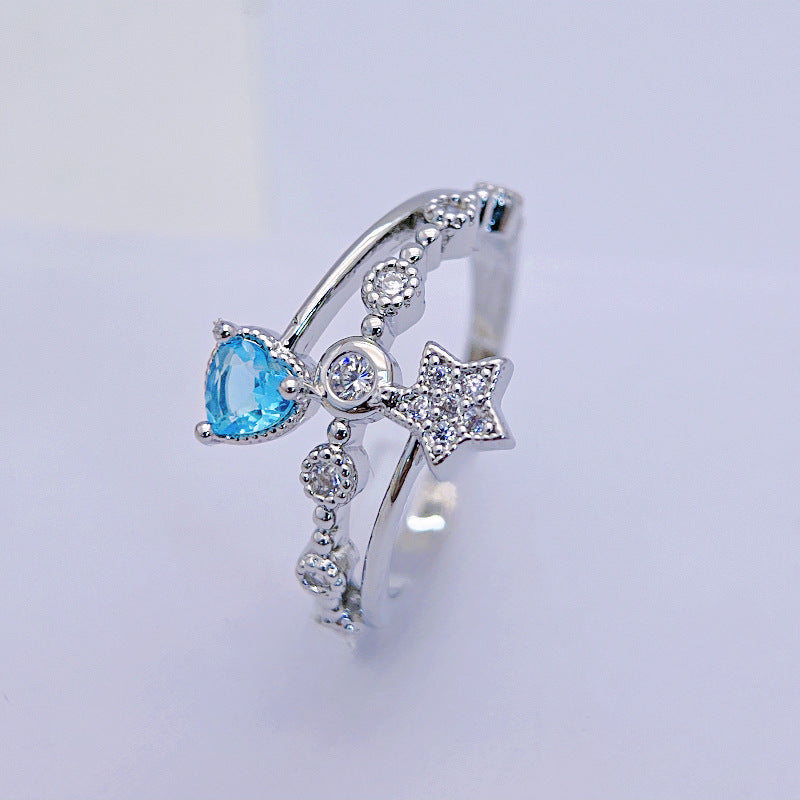 Wholesale Light Luxury Zircon Heart Five-pointed Star Open Index Rings ACC-RS-YXY003