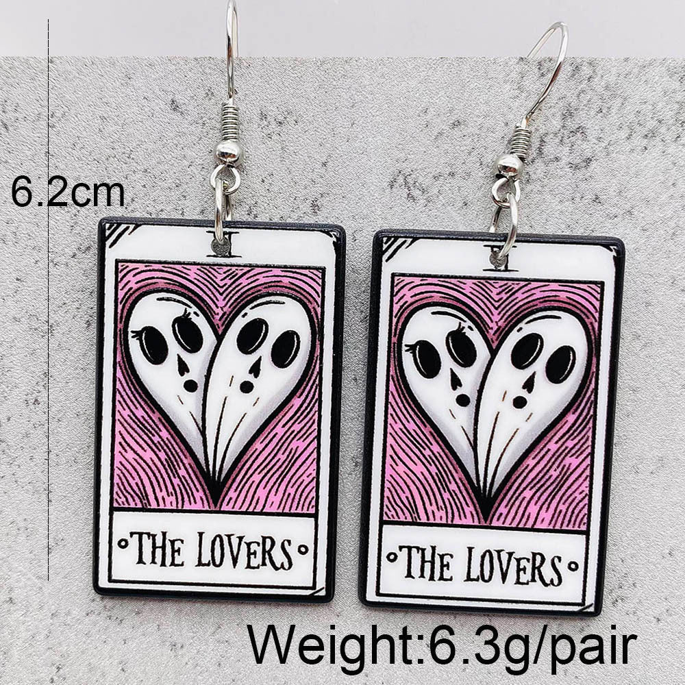 Wholesale Halloween Horror Pumpkin Ghost Tarot Acrylic Earrings ACC-ES-ChenY025