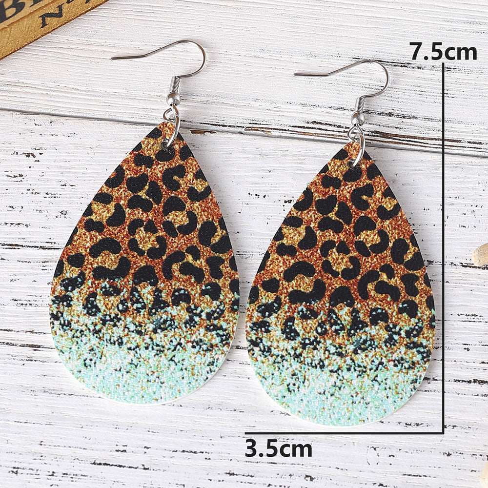 Wholesale Vintage Western Style Leopard Print Leather Earrings ACC-ES-ChuLian041