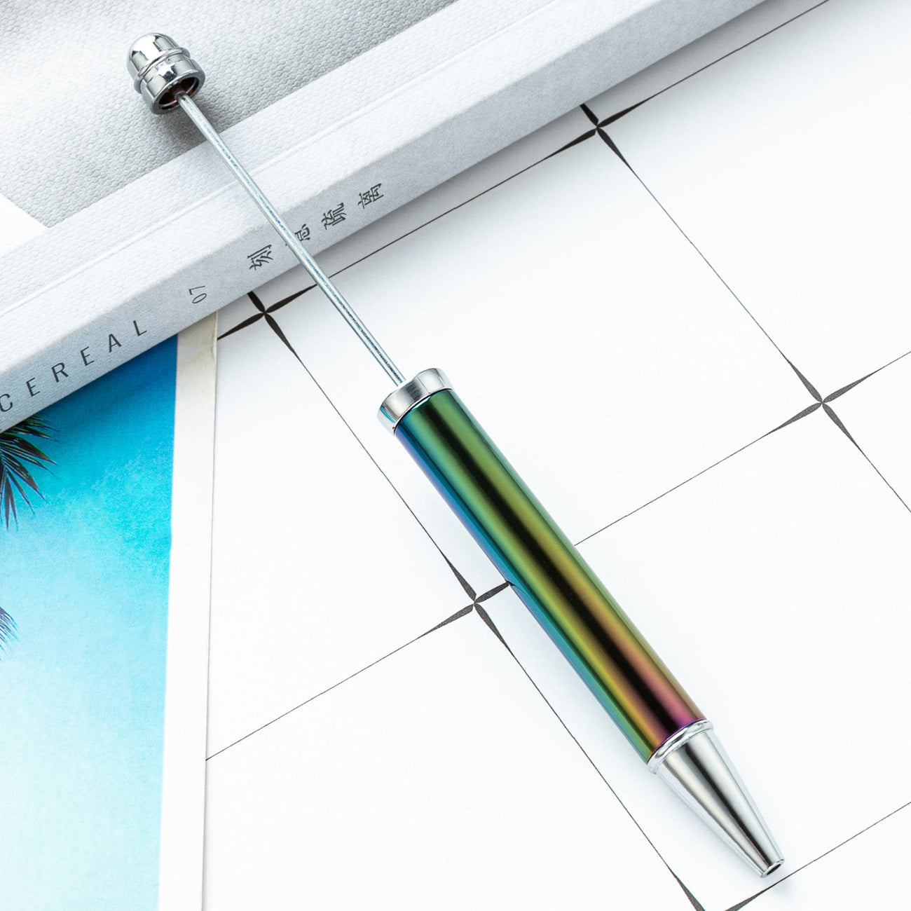 Wholesale Beadable Pens UV Electroplating Color Plastic DIY Beaded Pens Solid Color Pens