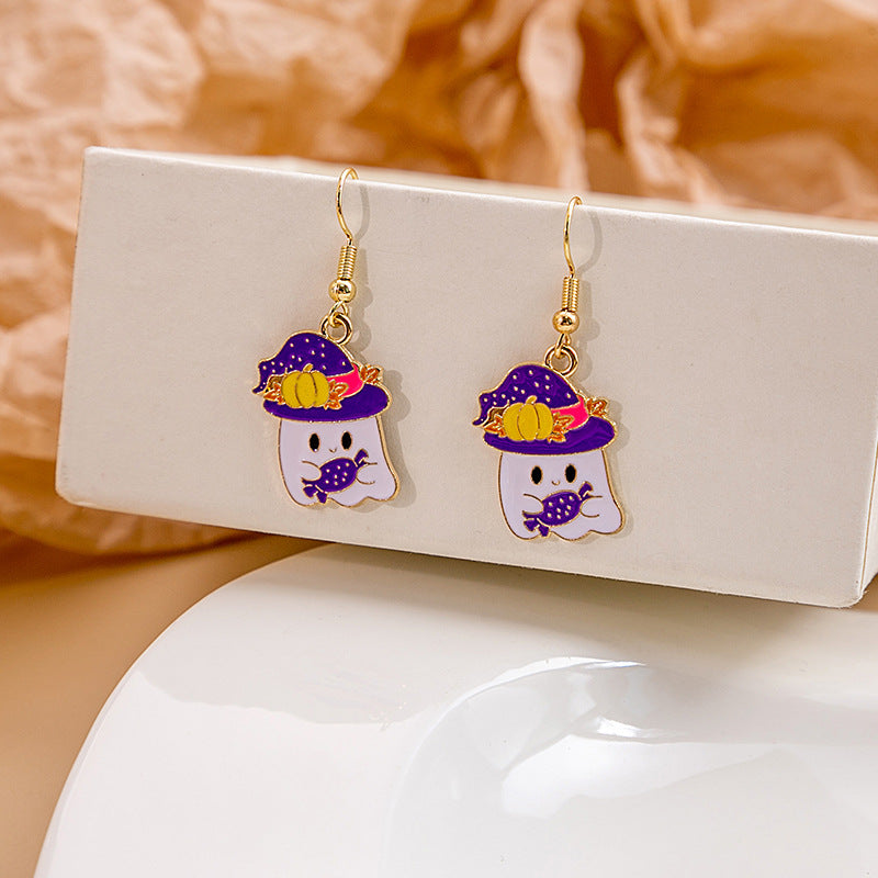 Wholesale Halloween Bat Pumpkin Alloy Earrings ACC-ES-MDD024