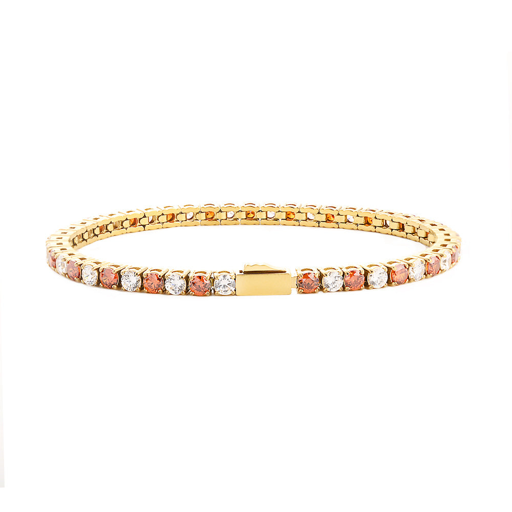 Wholesale Euro-American Hip-Hop Style Stainless Steel Cuban Chain with Red Zircon