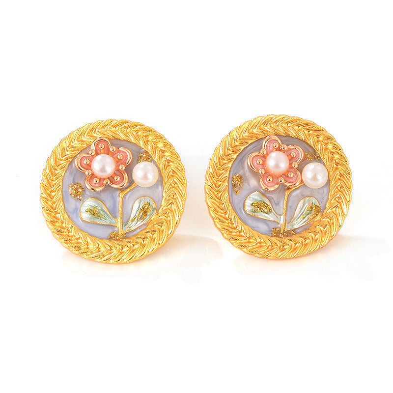 Wholesale Baroque Natural Pearl 925 Silver High-End  Earrings