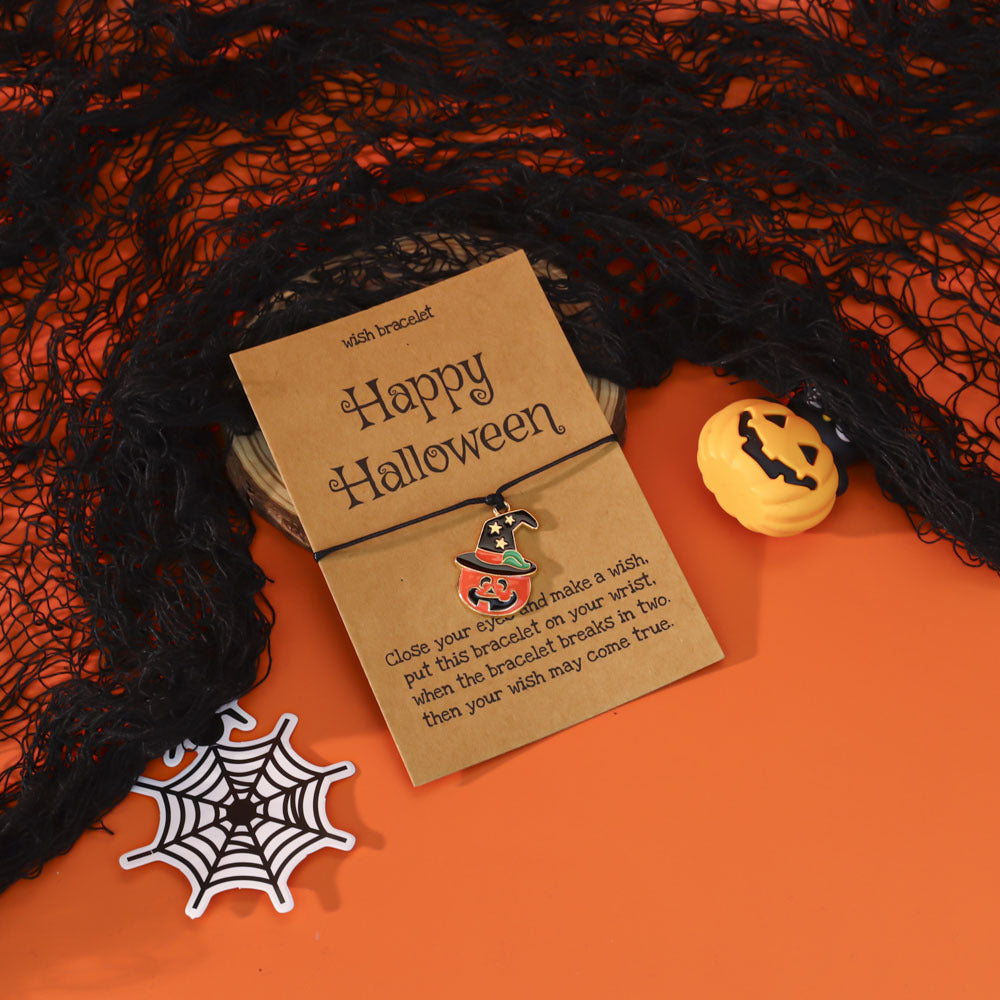 Wholesale  Pumpkin Ghost Bat Drop Oil Bracelet