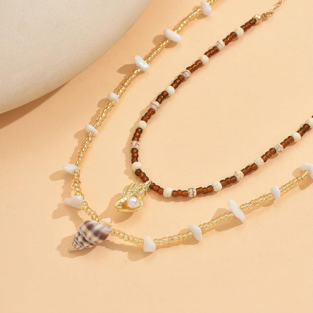 Wholesale Bohemian style seed bead and pebble bead necklace