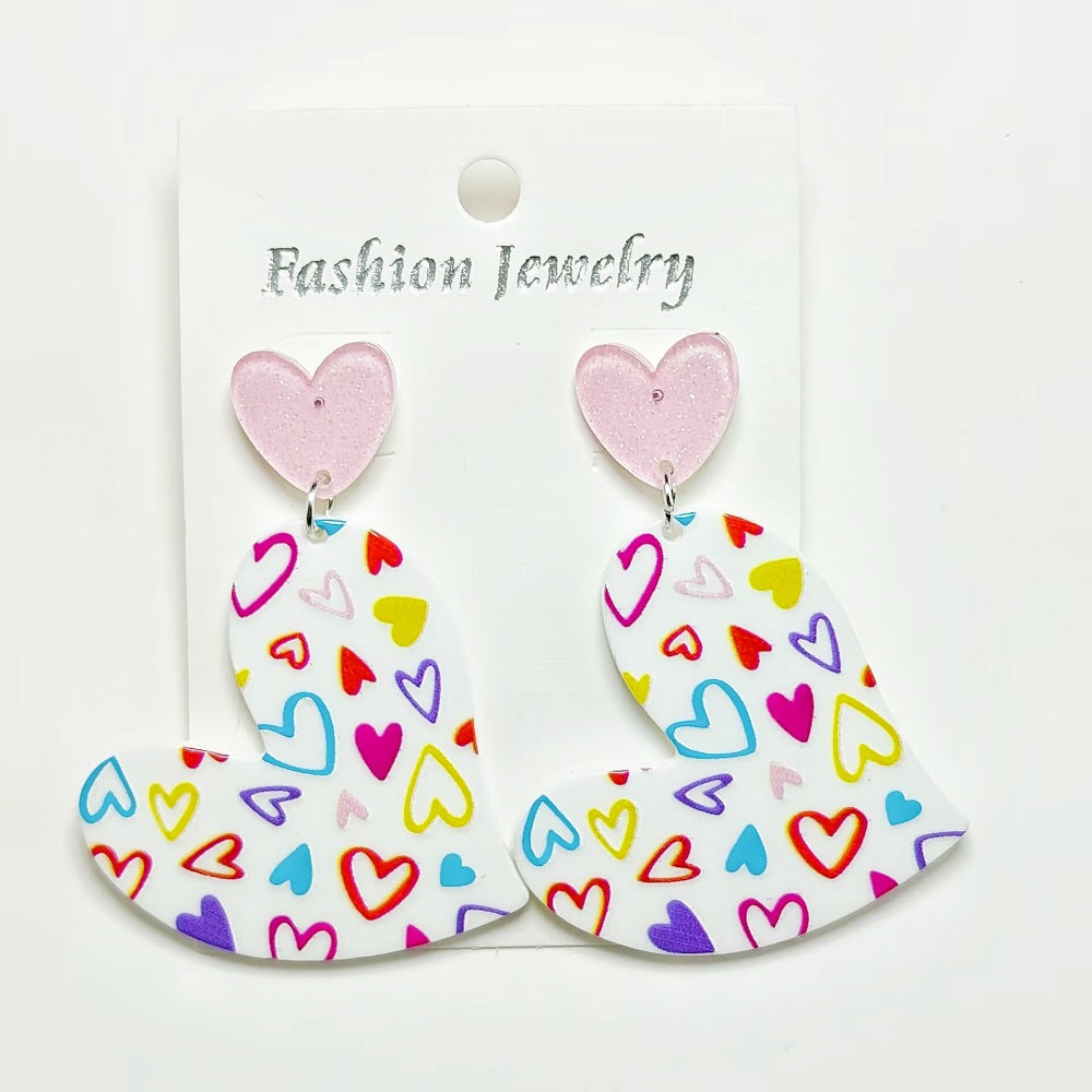 Wholesale Mother's Day Love Letters Heart Shape Acrylic Sheet Earrings ACC-ES-Qiyu008