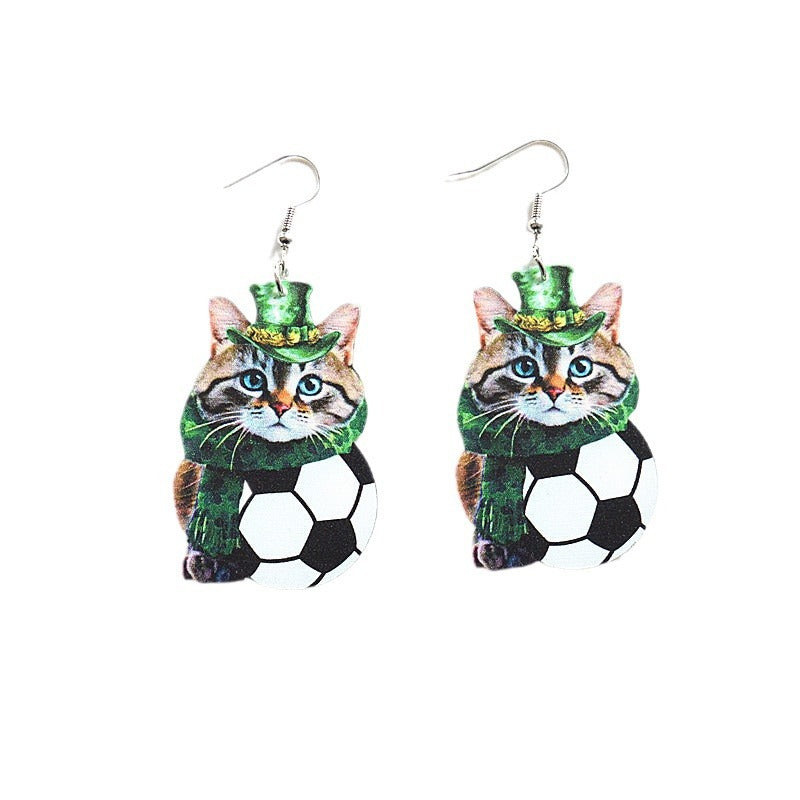 Wholesale St. Patrick's Day Green Man Earrings ACC-ES-XN036