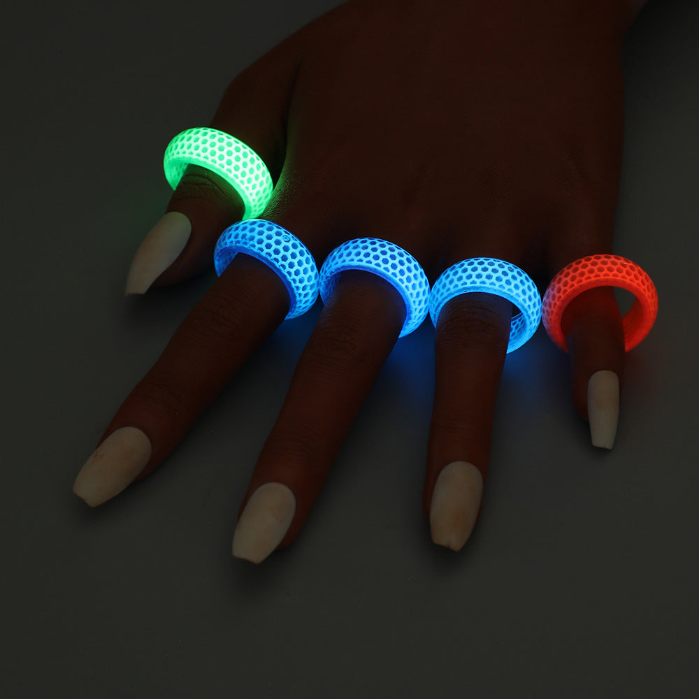 Wholesale Honeycomb Pattern Glow Ring Transparent Resin Men's and Women's Ring Glow Bracelet ACC-RS-ZeXi001