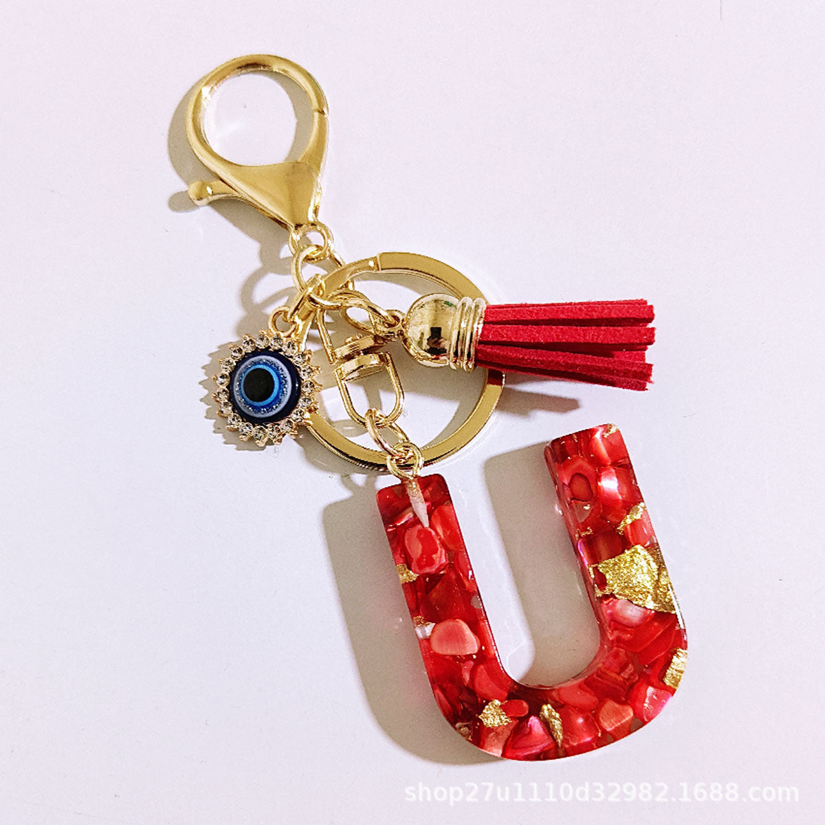 Wholesale Evil Eye Tassel Resin Letter Keychain Bag Charm Fashion Accessory for Party Resale