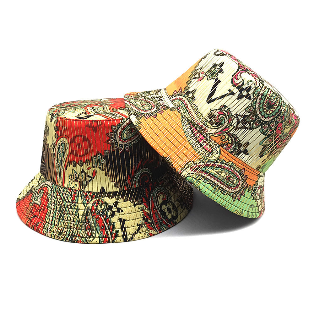 Wholesale Four Seasons Geometric Cashew Nut Flower Print Double-Sided Bucket Hat