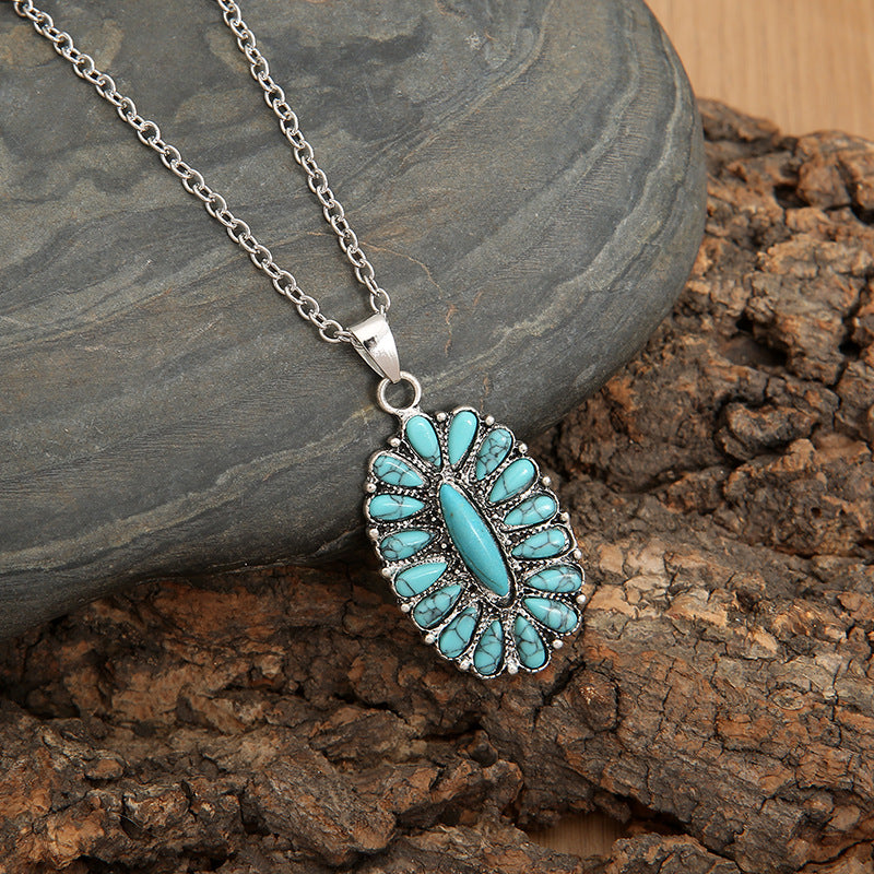 Wholesale ethnic style inlaid turquoise necklace