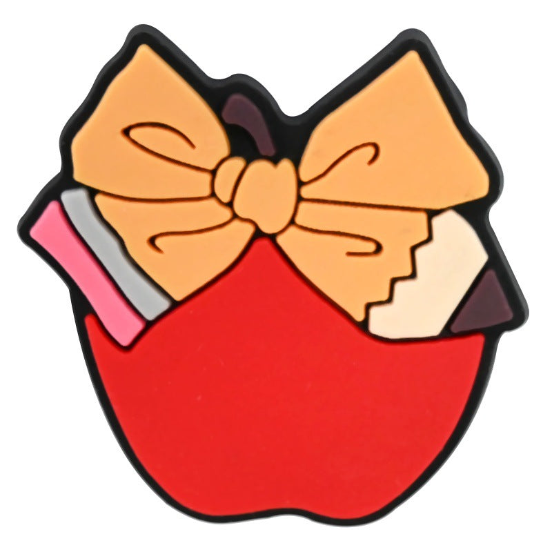 Wholesale  Random 100pcs Teacher' s Day Series  PVC Soft Rubber Shoe Buckle Decoration