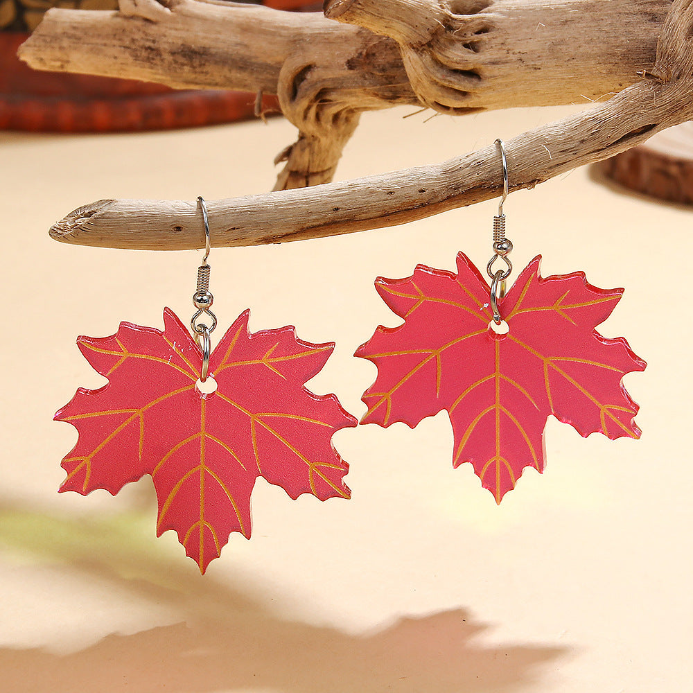 Wholesale  Maple Leaf Earrings Thanksgiving Acrylic  Earrings