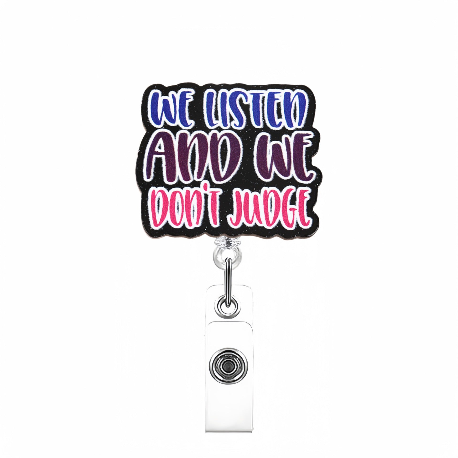 Wholesale Fun Phrases Acrylic Retractable Clip Badge Keychain