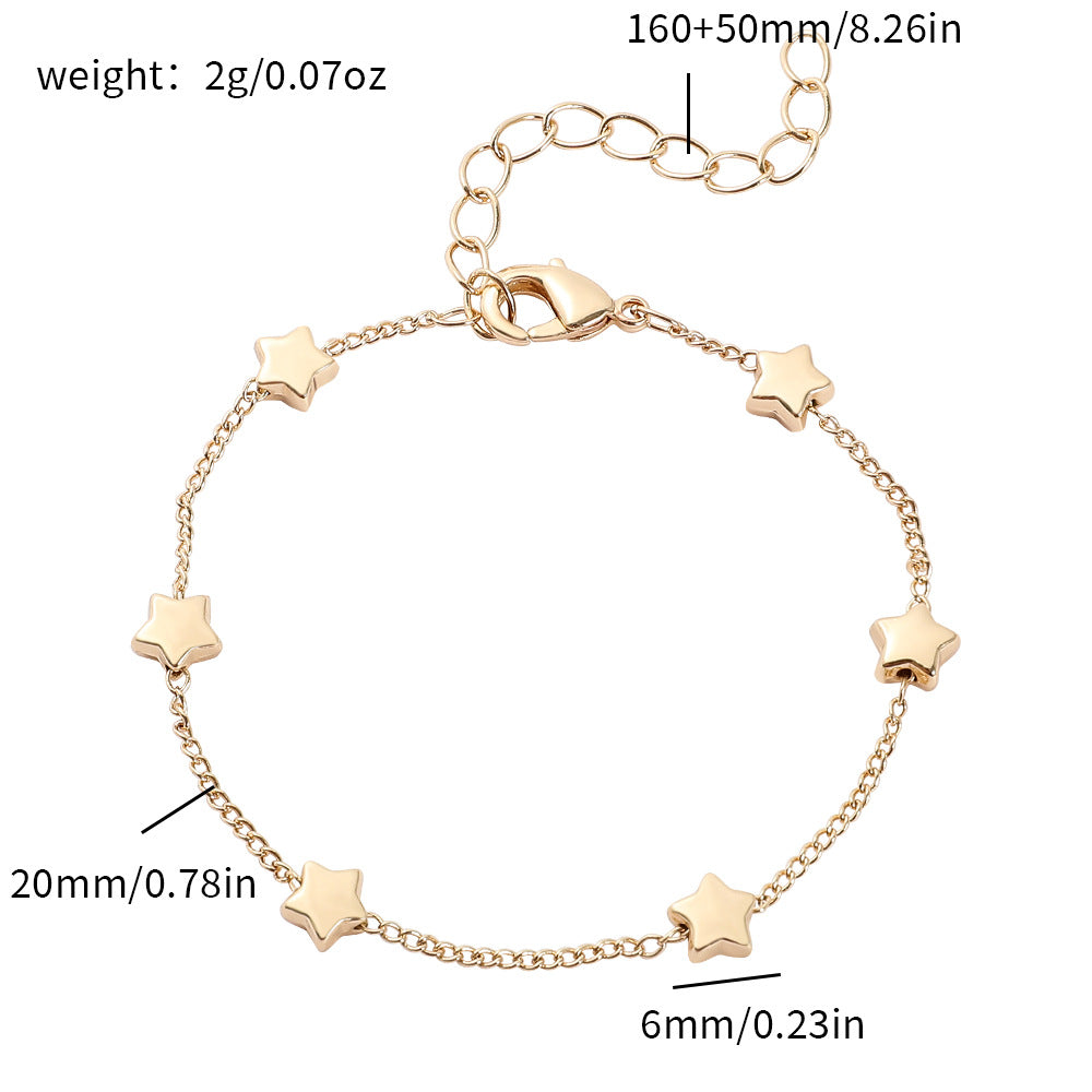 Wholesale Zinc Alloy Five-Pointed Star Bracelet - Fashion Accessory for Couples,  Everyday Wear and Boutique Resale