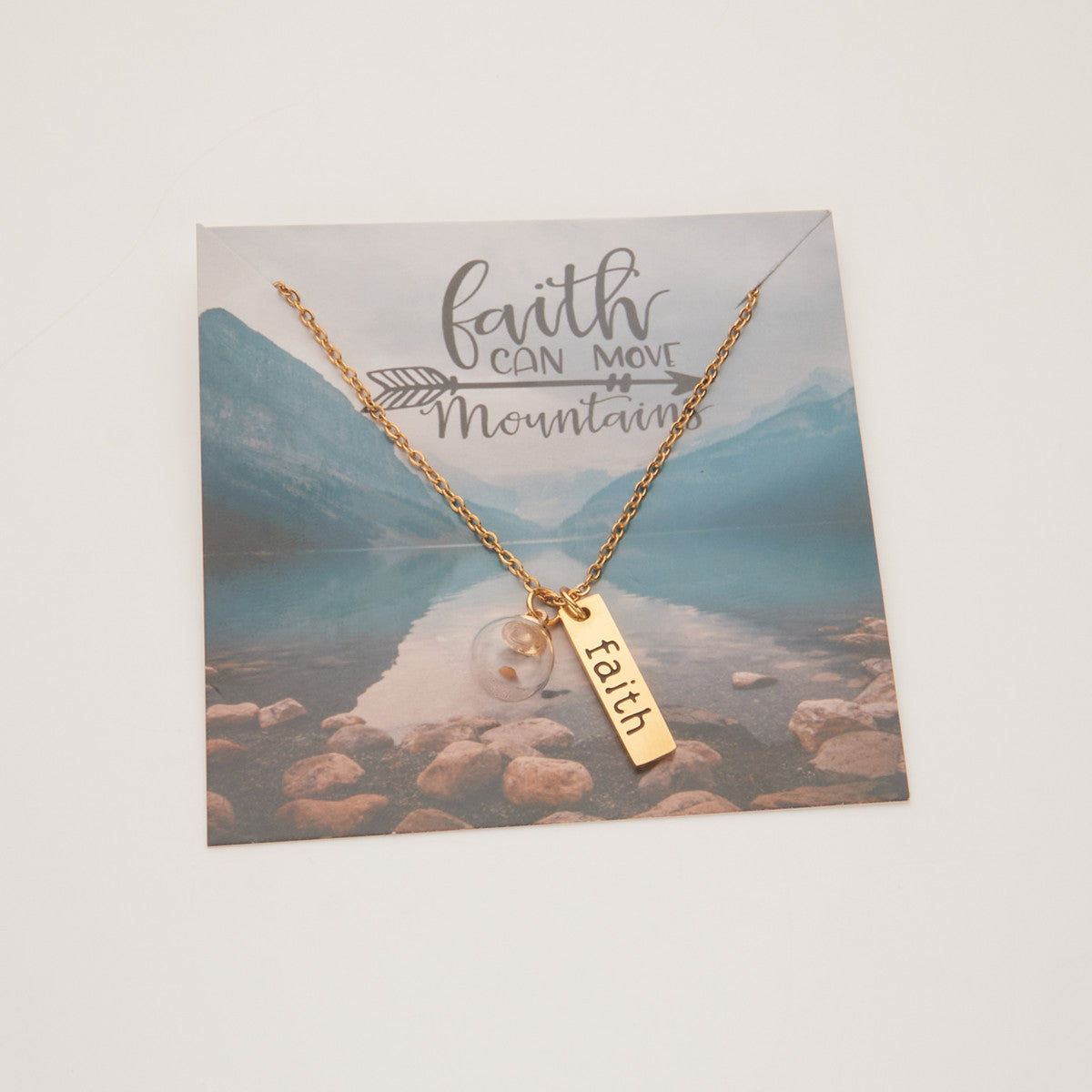 Wholesale Stainless Steel Mustard Seed 18K Gold Plated Hand Blown Glass Ball Necklace ACC-NE-MS029