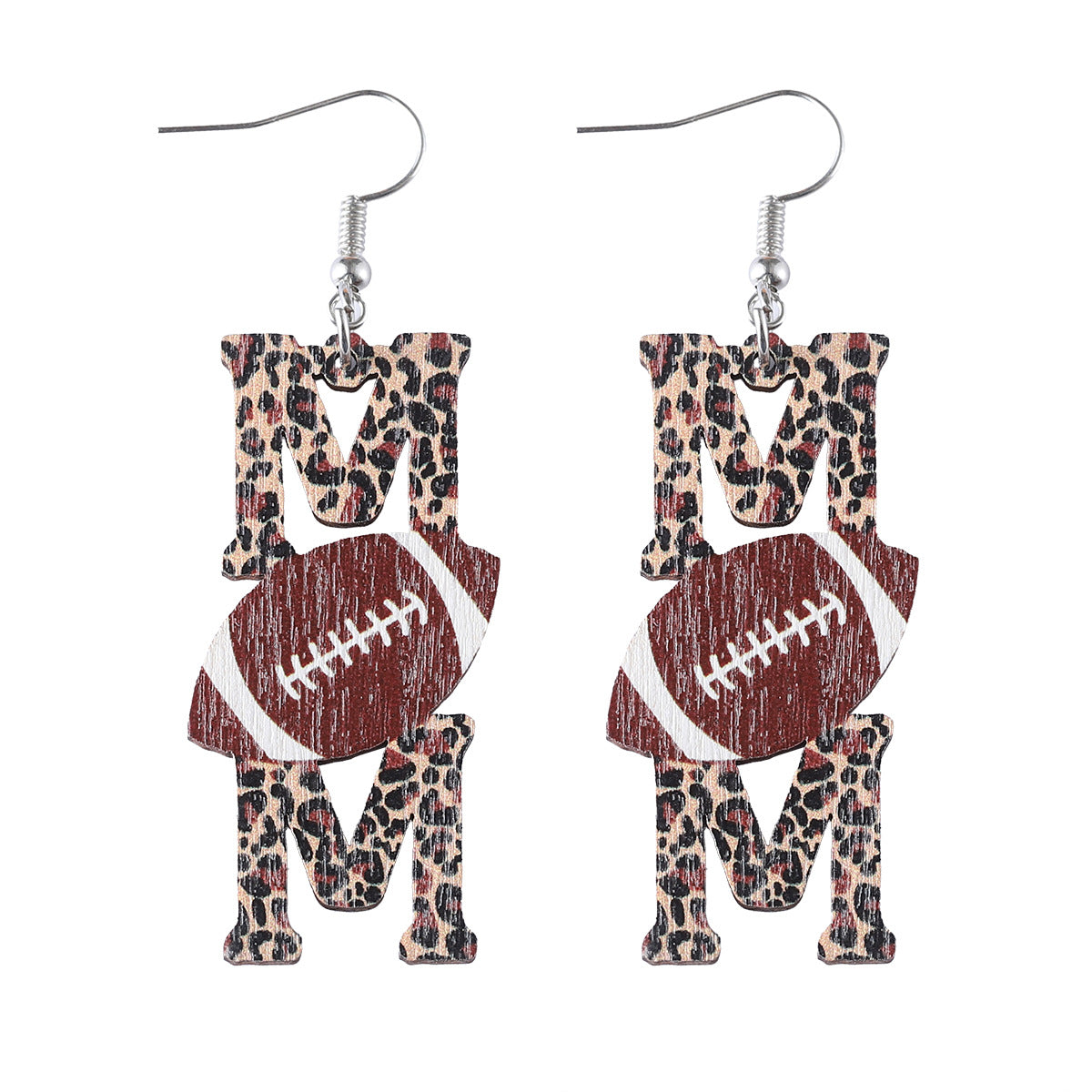 Wholesale Rugby MOM leopard print drop earrings