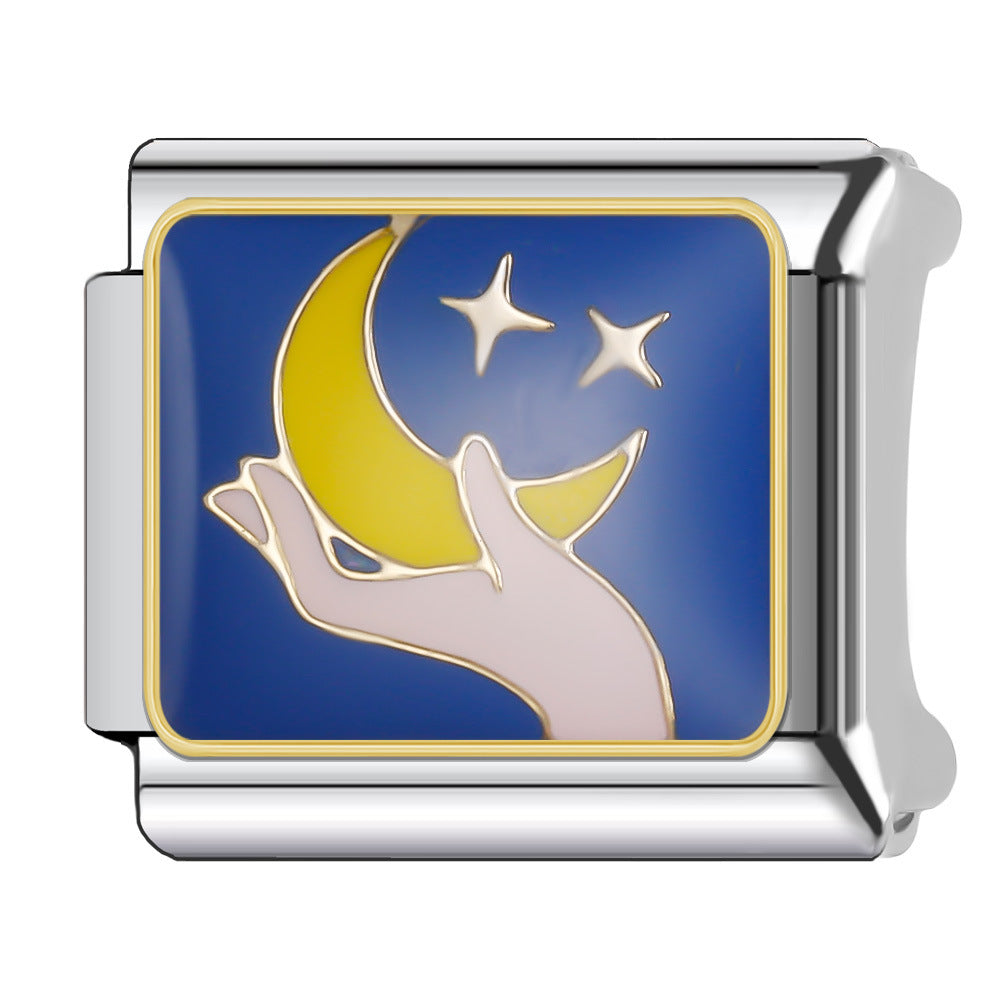 Wholesale Italian Charm Bracelet 9mm DIY Splicing Cosmic Star Series Stainless Steel Composable Bracelet