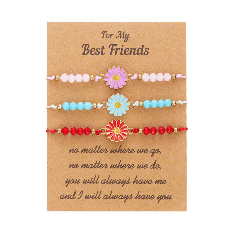Wholesale  flower bracelet  3-piece set color daisy paper card bracelet