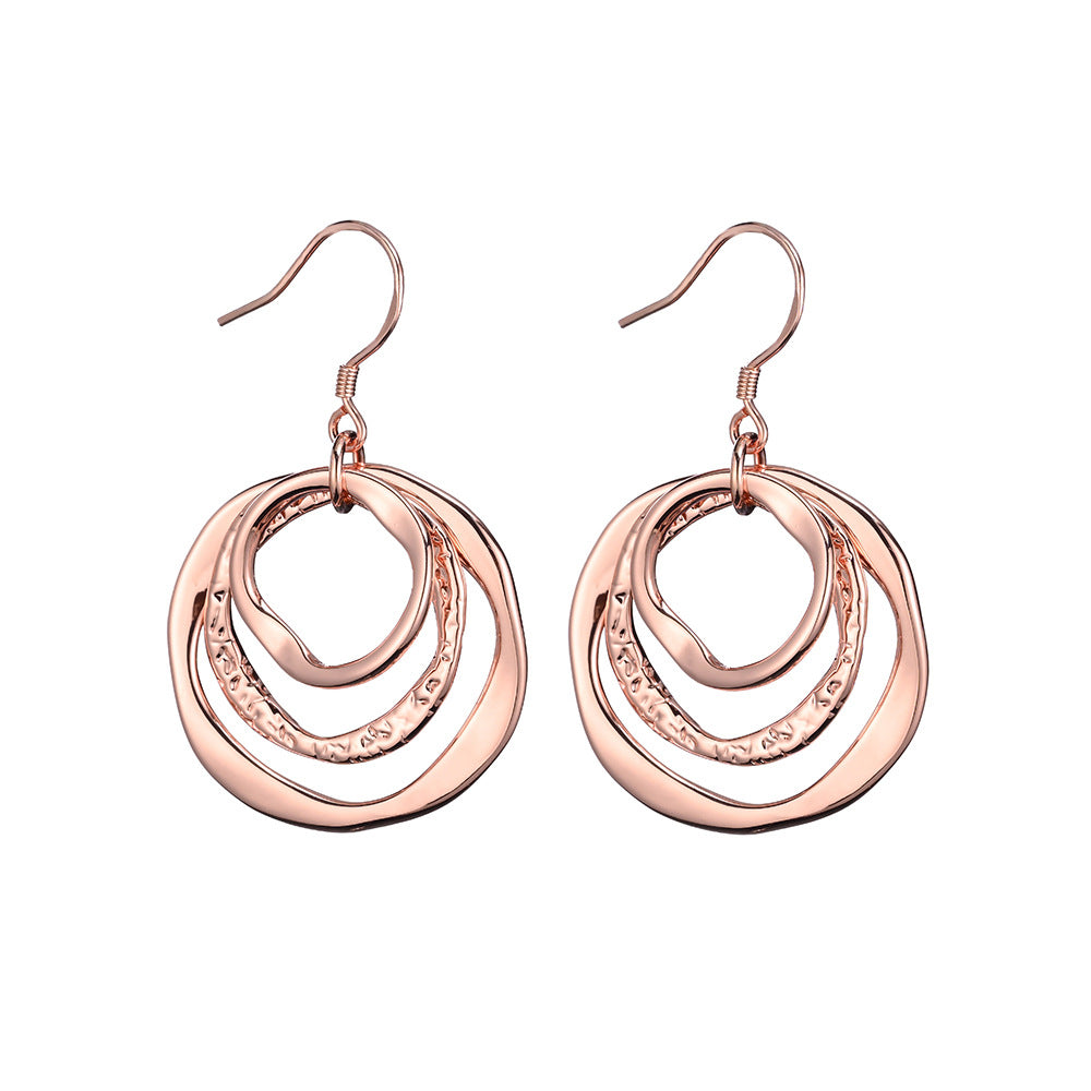 Wholesale  Zinc Alloy 3-Ring Circle Mixed Colorful Earrings