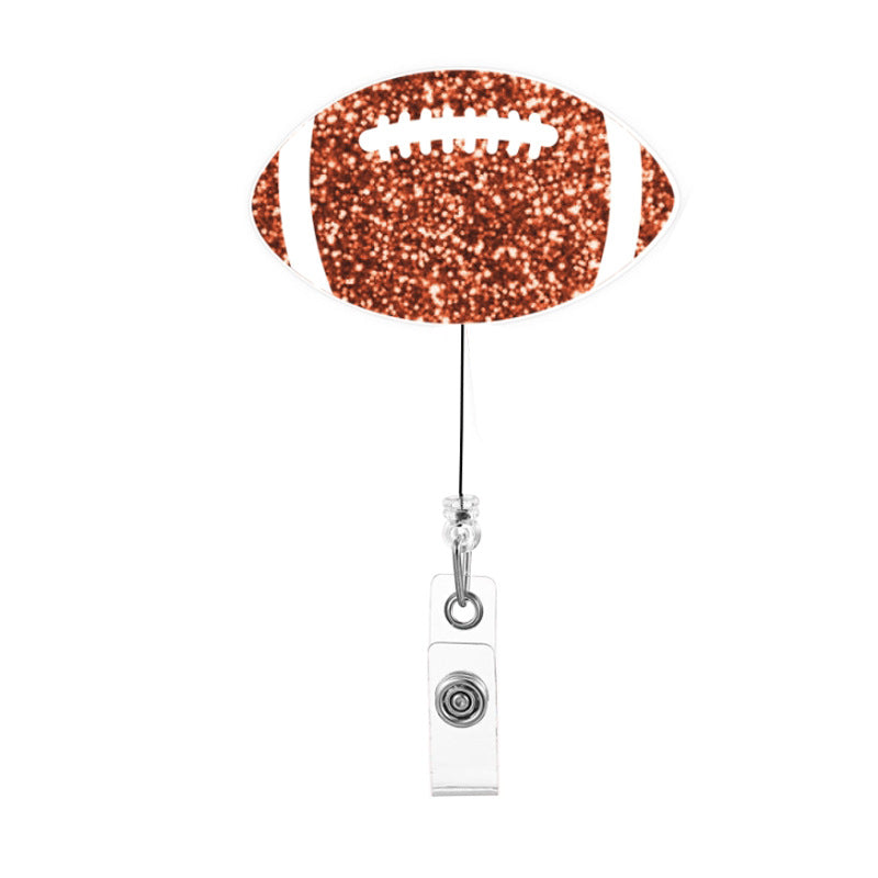 Wholesale acrylic bow rugby Badge Reels