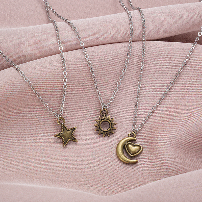 Wholesale Sun, Moon and Star Stainless Steel Necklace