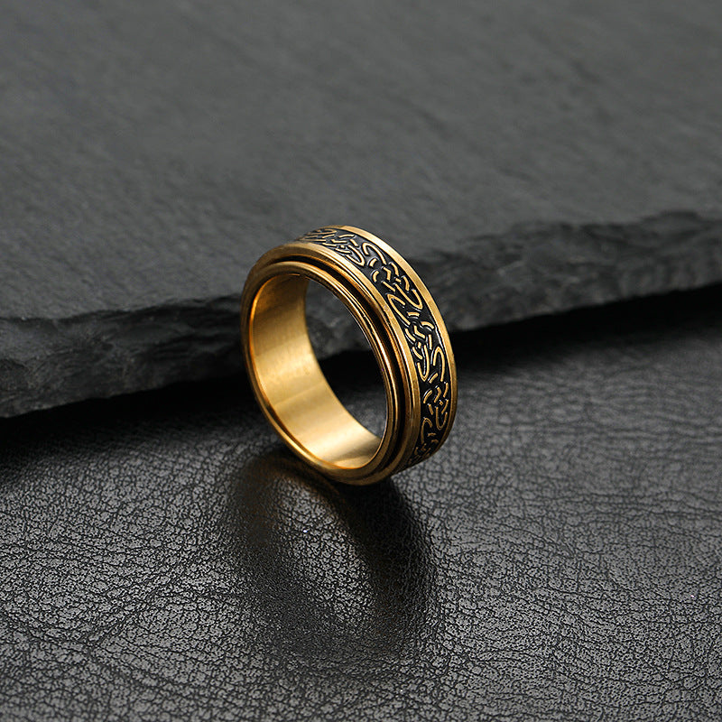 Wholesale Irregular Pattern Rotating Stainless Steel Ring ACC-RS-ZhongQi014