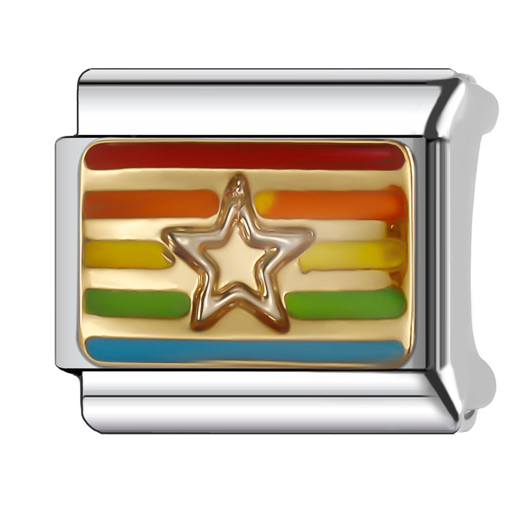 Wholesale Italian Charm Bracelet 9mm DIY Splicing Creative Pattern Stainless Steel Composable Bracelet