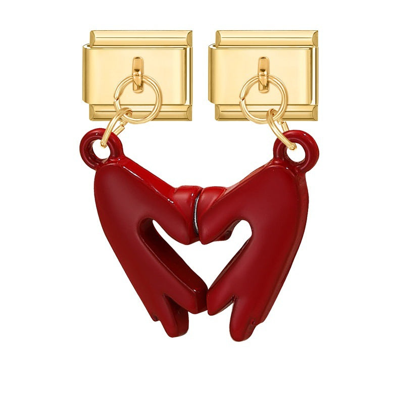 Wholesale Italian Charm Bracelet 9mm DIY Splicing Double Charm DIY Ring Stainless Steel Composable Bracelet