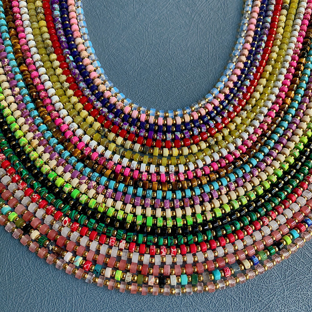 Wholesale Natural Stone Colored Necklace Clavicle Chain Handmade Beaded Multi-color Stacked Neck Necklace Choker Necklace ACC-NE-Yazhi002