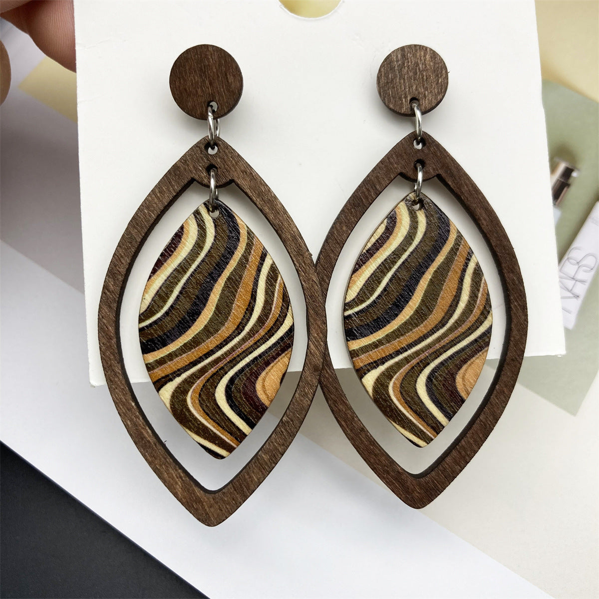 Wholesale Bohemian Vintage Wooden Earrings ACC-ES-FX017
